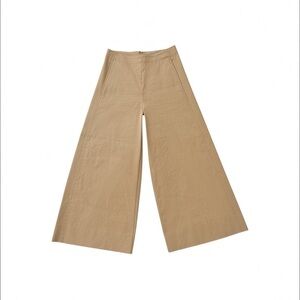 Vince Wide-Leg Beige Pants Cropped, back zipper closure linen